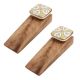 2 Pieces Golden Leaf Flower Square Ceramic Wooden Door Stopper